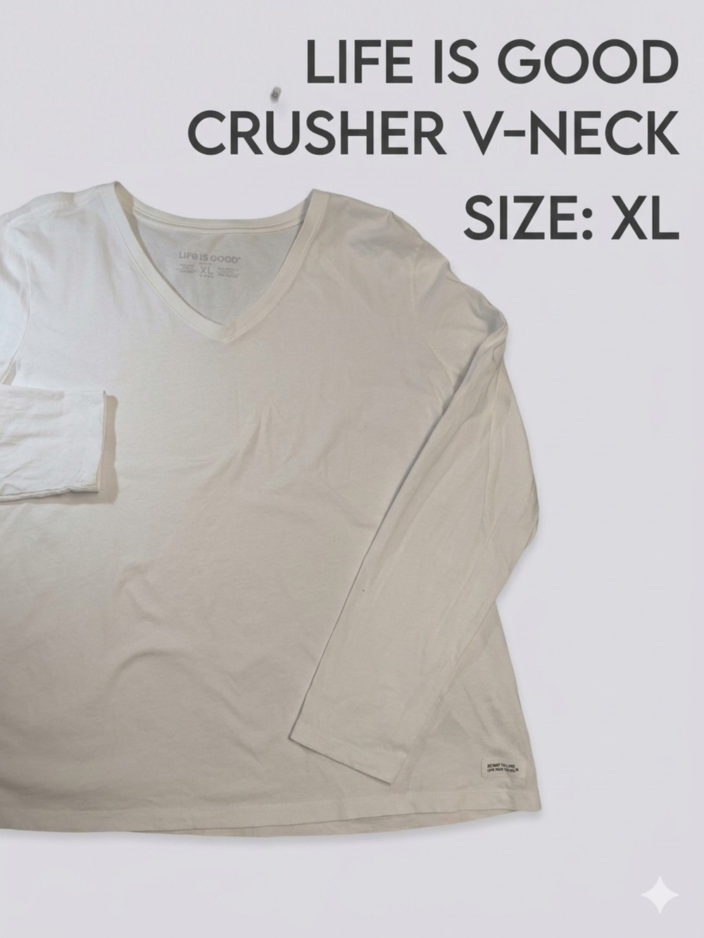 OLife Is Good Women's Crusher V-Neck Long Sleeve Shirt - Cream